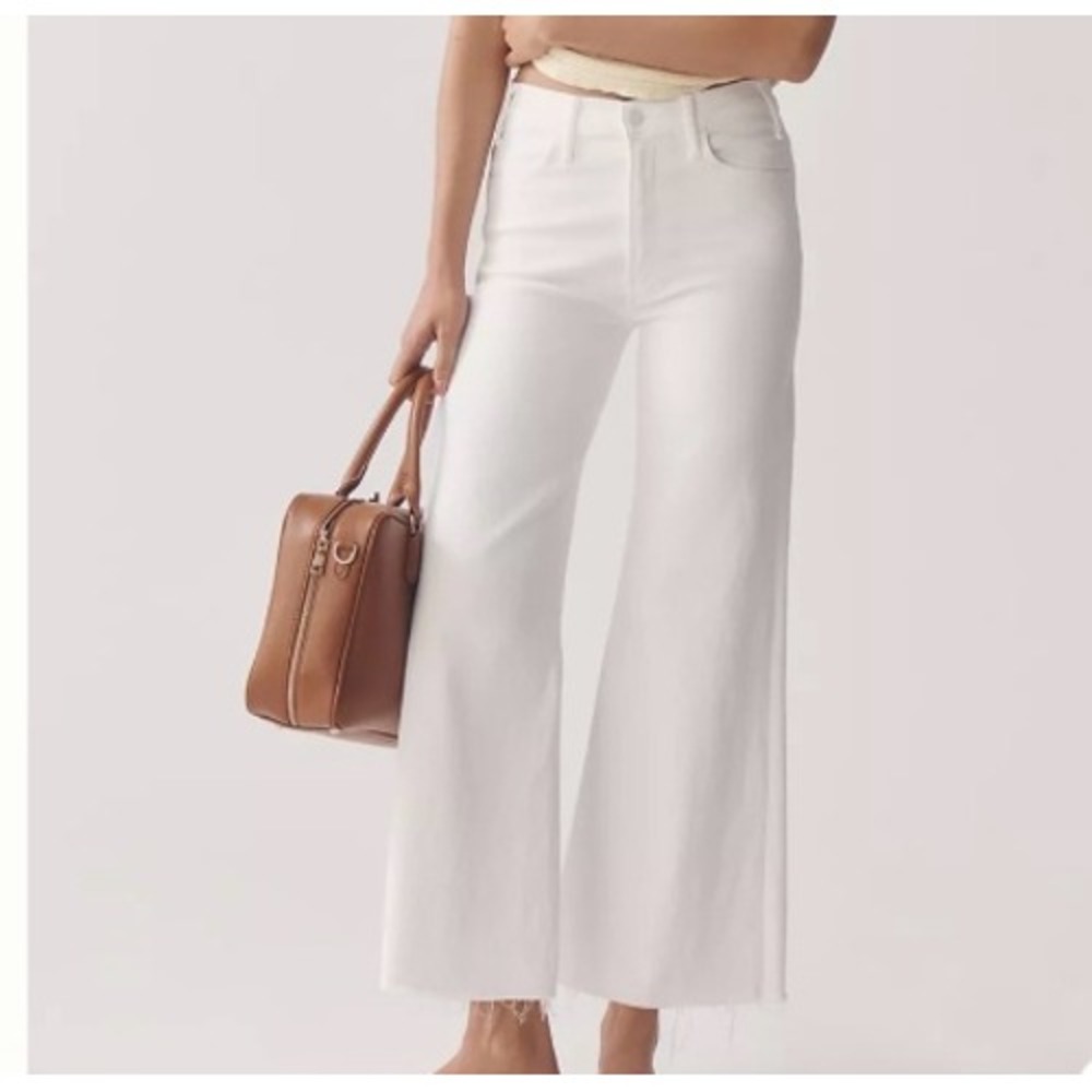 Mother Lil Hustler Ankle Fray Jeans Fairest Of Them All White High Rise Flare 28